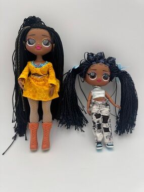 LOL Surprise Dolls Lot 2 Black Hair Fashion Dolls Outfit Bundle